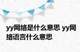 yy网络是什么意思 yy网络语言什么意思