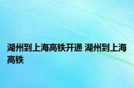 湖州到上海高铁开通 湖州到上海高铁 