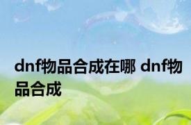 dnf物品合成在哪 dnf物品合成 