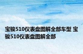 宝骏510仪表盘图解全部车型 宝骏510仪表盘图解全部 