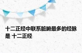 十二正经中联系脏腑最多的经脉是 十二正经 