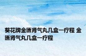 葵花牌金匮肾气丸几盒一疗程 金匮肾气丸几盒一疗程 