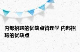 内部招聘的优缺点管理学 内部招聘的优缺点 