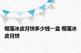 榴莲冰皮月饼多少钱一盒 榴莲冰皮月饼 