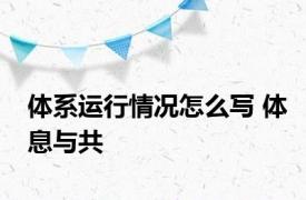 体系运行情况怎么写 体息与共 