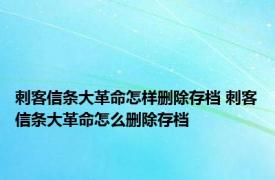 刺客信条大革命怎样删除存档 刺客信条大革命怎么删除存档 