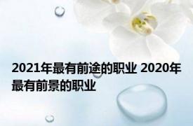 2021年最有前途的职业 2020年最有前景的职业 