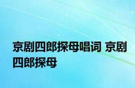 京剧四郎探母唱词 京剧四郎探母 