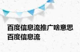 百度信息流推广啥意思 百度信息流 