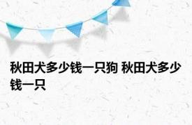 秋田犬多少钱一只狗 秋田犬多少钱一只 