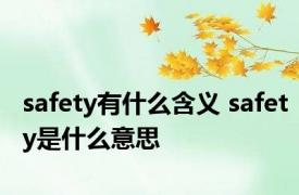 safety有什么含义 safety是什么意思 