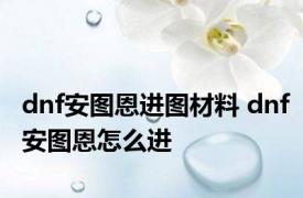 dnf安图恩进图材料 dnf安图恩怎么进 