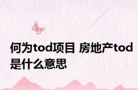 何为tod项目 房地产tod是什么意思 