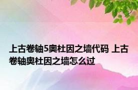 上古卷轴5奥杜因之墙代码 上古卷轴奥杜因之墙怎么过 