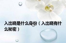 入出晓是什么身份（入出晓有什么秘密）