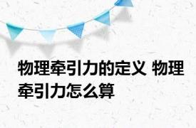 物理牵引力的定义 物理牵引力怎么算