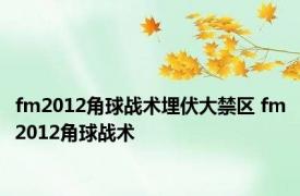 fm2012角球战术埋伏大禁区 fm2012角球战术 