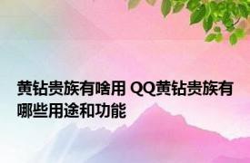 黄钻贵族有啥用 QQ黄钻贵族有哪些用途和功能