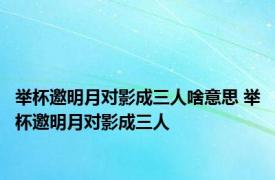 举杯邀明月对影成三人啥意思 举杯邀明月对影成三人 