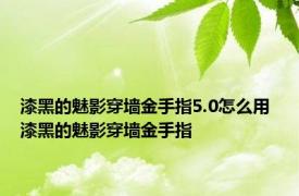 漆黑的魅影穿墙金手指5.0怎么用 漆黑的魅影穿墙金手指 