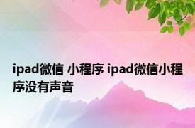 ipad微信 小程序 ipad微信小程序没有声音 