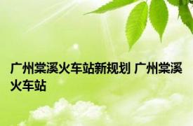 广州棠溪火车站新规划 广州棠溪火车站 