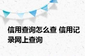 信用查询怎么查 信用记录网上查询 