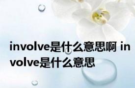 involve是什么意思啊 involve是什么意思 