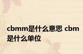 cbmm是什么意思 cbm是什么单位 