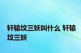 轩辕坟三妖叫什么 轩辕坟三妖 