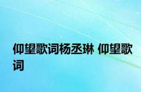 仰望歌词杨丞琳 仰望歌词 