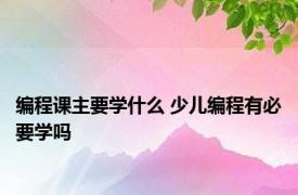 编程课主要学什么 少儿编程有必要学吗 