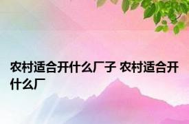 农村适合开什么厂子 农村适合开什么厂 