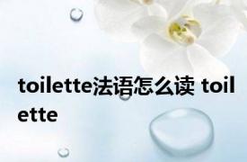 toilette法语怎么读 toilette 