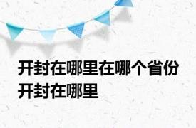 开封在哪里在哪个省份 开封在哪里 