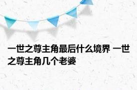 一世之尊主角最后什么境界 一世之尊主角几个老婆 