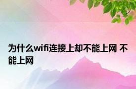 为什么wifi连接上却不能上网 不能上网 