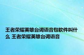 王者荣耀英雄台词语音包软件叫什么 王者荣耀英雄台词语音 