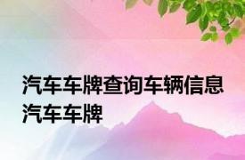 汽车车牌查询车辆信息 汽车车牌 