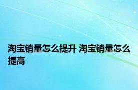 淘宝销量怎么提升 淘宝销量怎么提高 