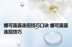 娜可露露连招技巧口诀 娜可露露连招技巧 