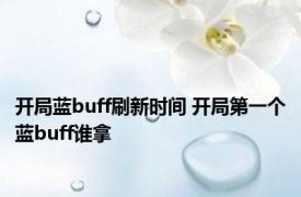 开局蓝buff刷新时间 开局第一个蓝buff谁拿 