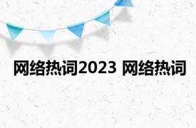 网络热词2023 网络热词 