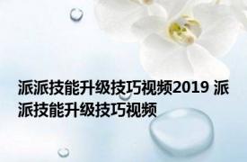 派派技能升级技巧视频2019 派派技能升级技巧视频 