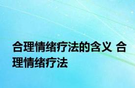 合理情绪疗法的含义 合理情绪疗法 