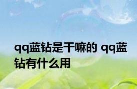 qq蓝钻是干嘛的 qq蓝钻有什么用 