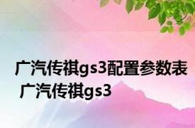 广汽传祺gs3配置参数表 广汽传祺gs3 