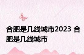 合肥是几线城市2023 合肥是几线城市 