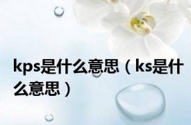 kps是什么意思（ks是什么意思）