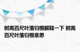 树高百尺叶落归根解释一下 树高百尺叶落归根意思 